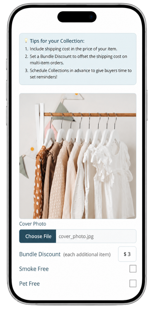 Collection cover image upload screen