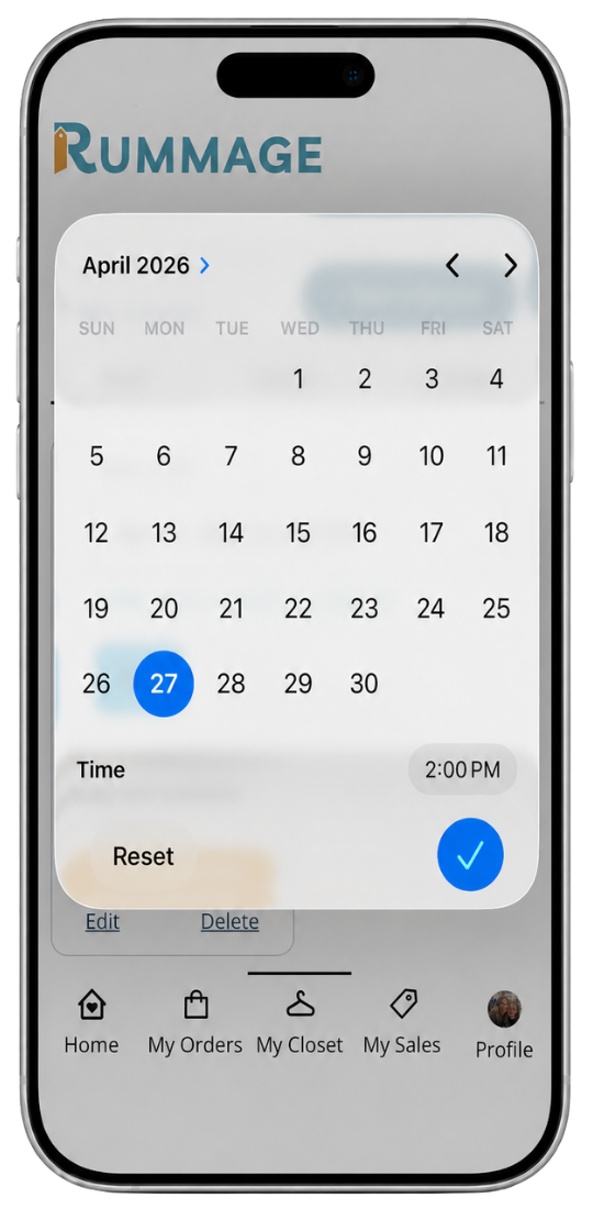 Date picker for scheduling a Collection