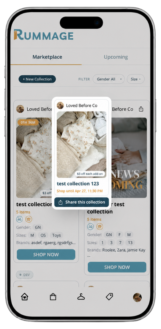 Share your collection from the Rummage app